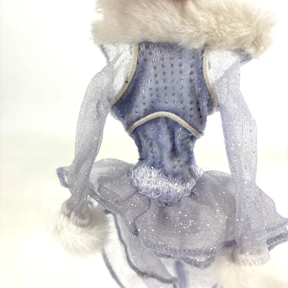 Barbie Doll Ice Skating Dress Shimmery Purple White Fleece Cuffs And Neckline